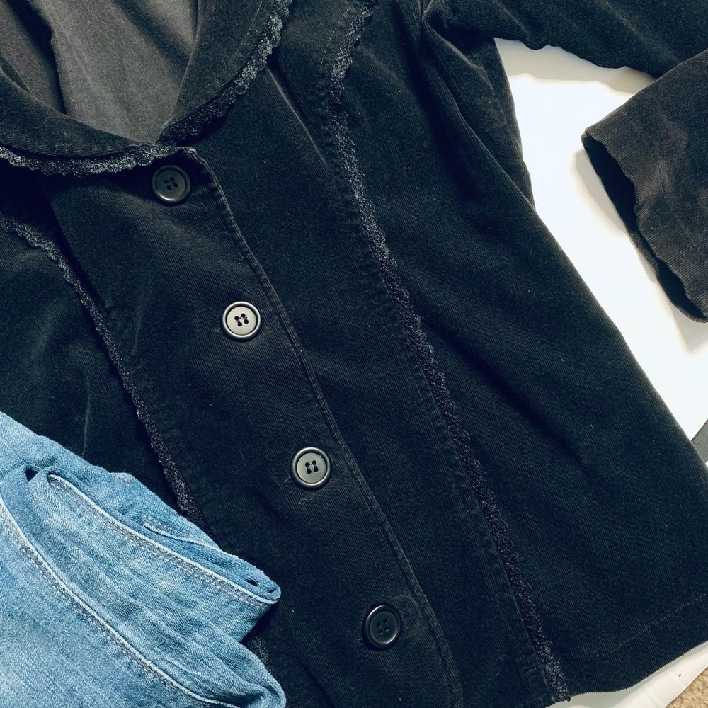 Vintage 90s Lip Service Hot Topic black velvet corset lace up back blazer jacket - Picture 12 of 12
